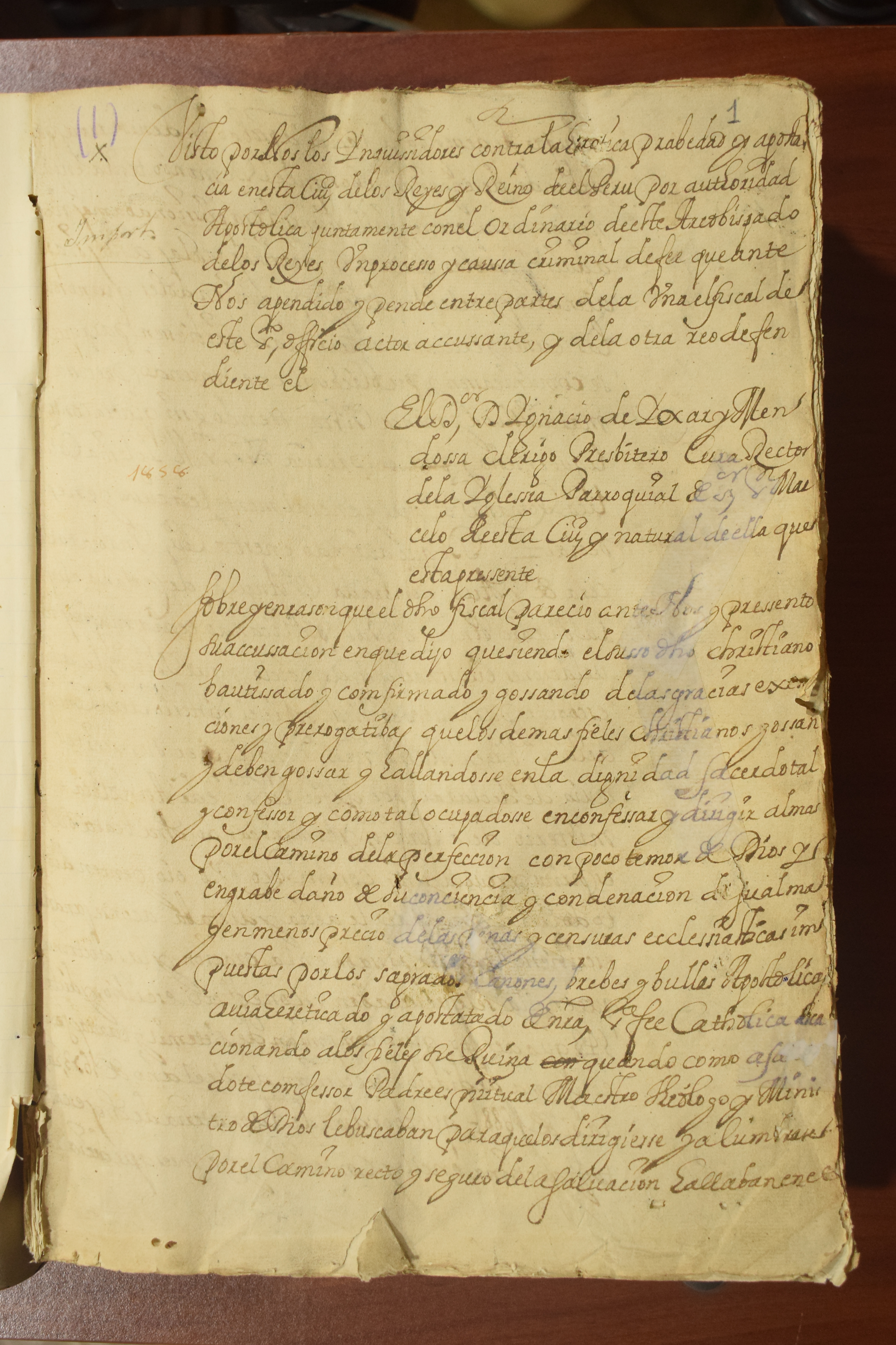 Proceso inquisitorial contra Ygnacio de Yxary Mendossa, clérigo presbítero